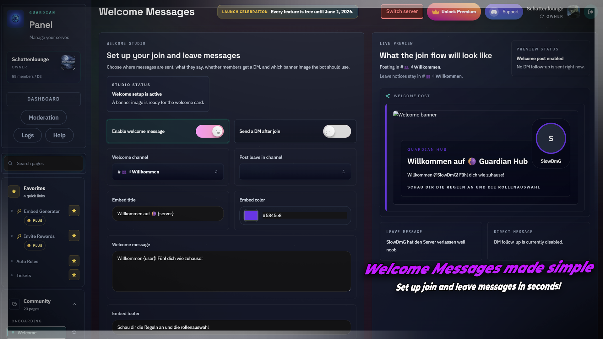 Welcome flows in one panel screenshot