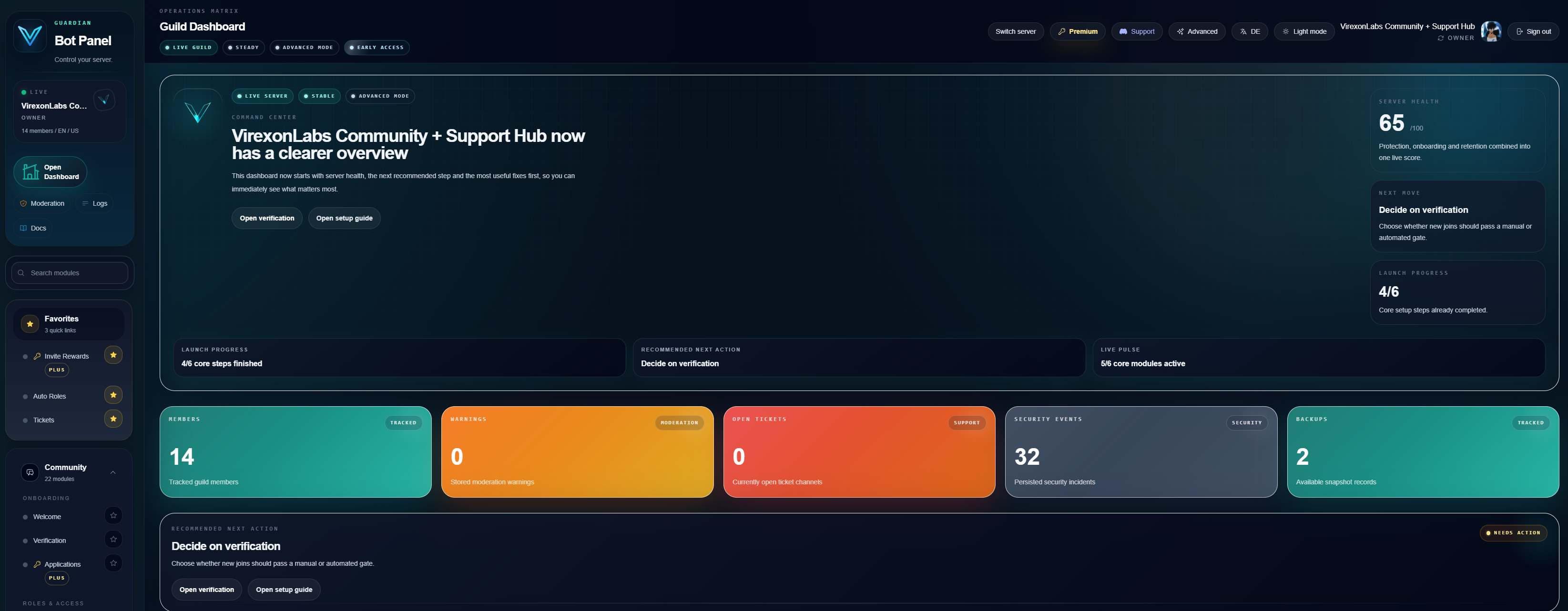 Guardian dashboard overview